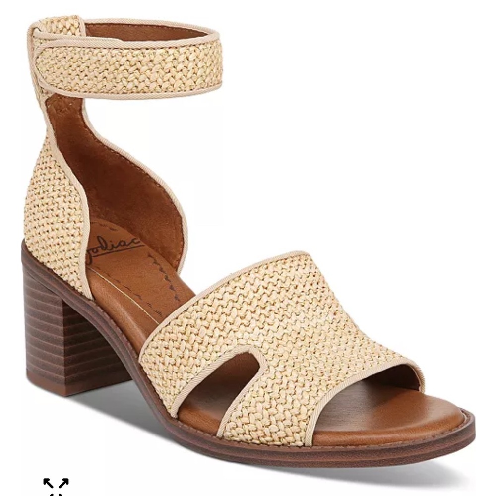 Zodiac Cream and Brown Block Heel Sandals Size 10